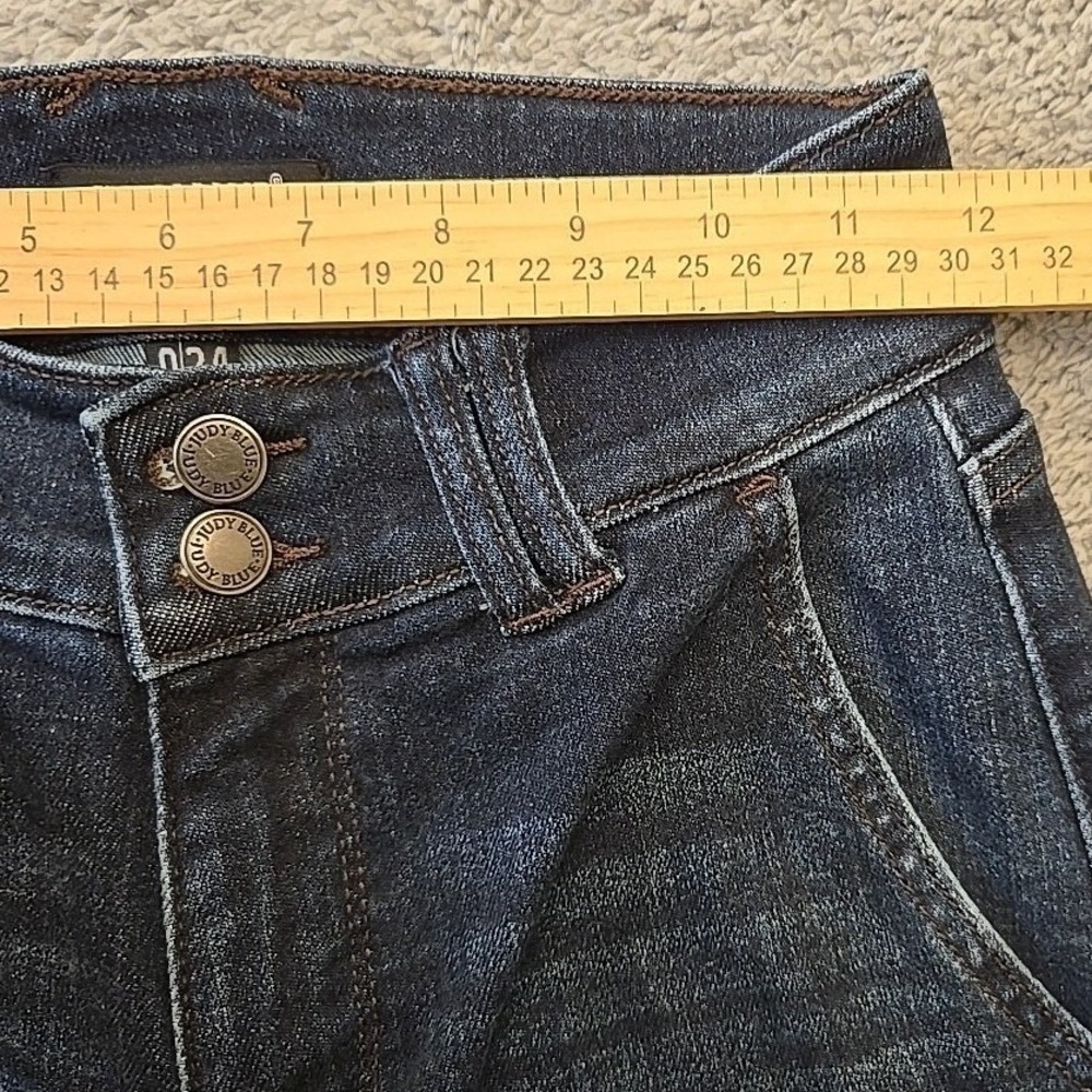 Judy Blue Mid Rise Wide Leg Dark Blue Double Button Jeans Womens Sz 0/24 (24x31) - Picture 6 of 10